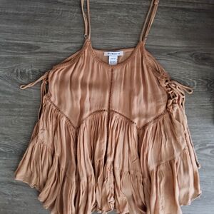 Glamorous Tan Flutter Sleeve Asymmetrical Camisole